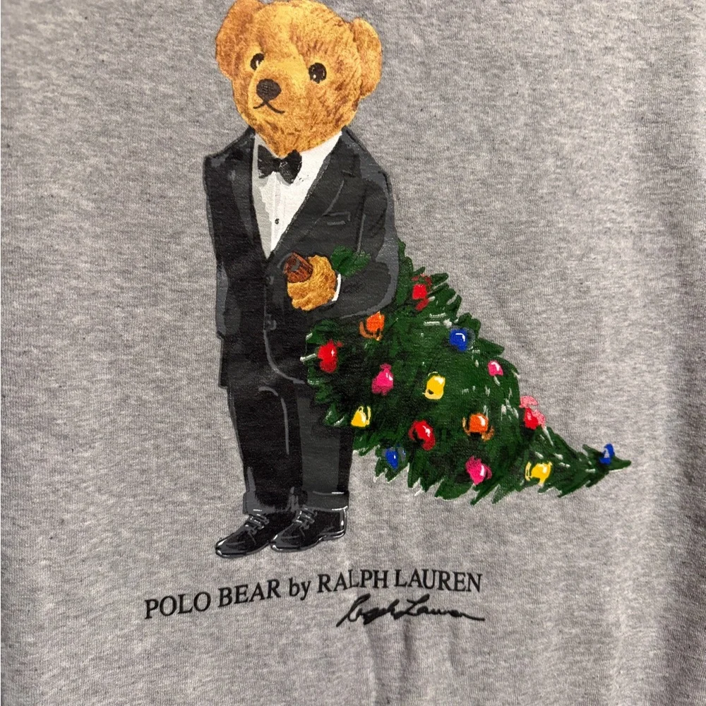 Polo by Ralph Lauren Kids Gray Sweatshirt with Bear and Tree Design‎ Size large